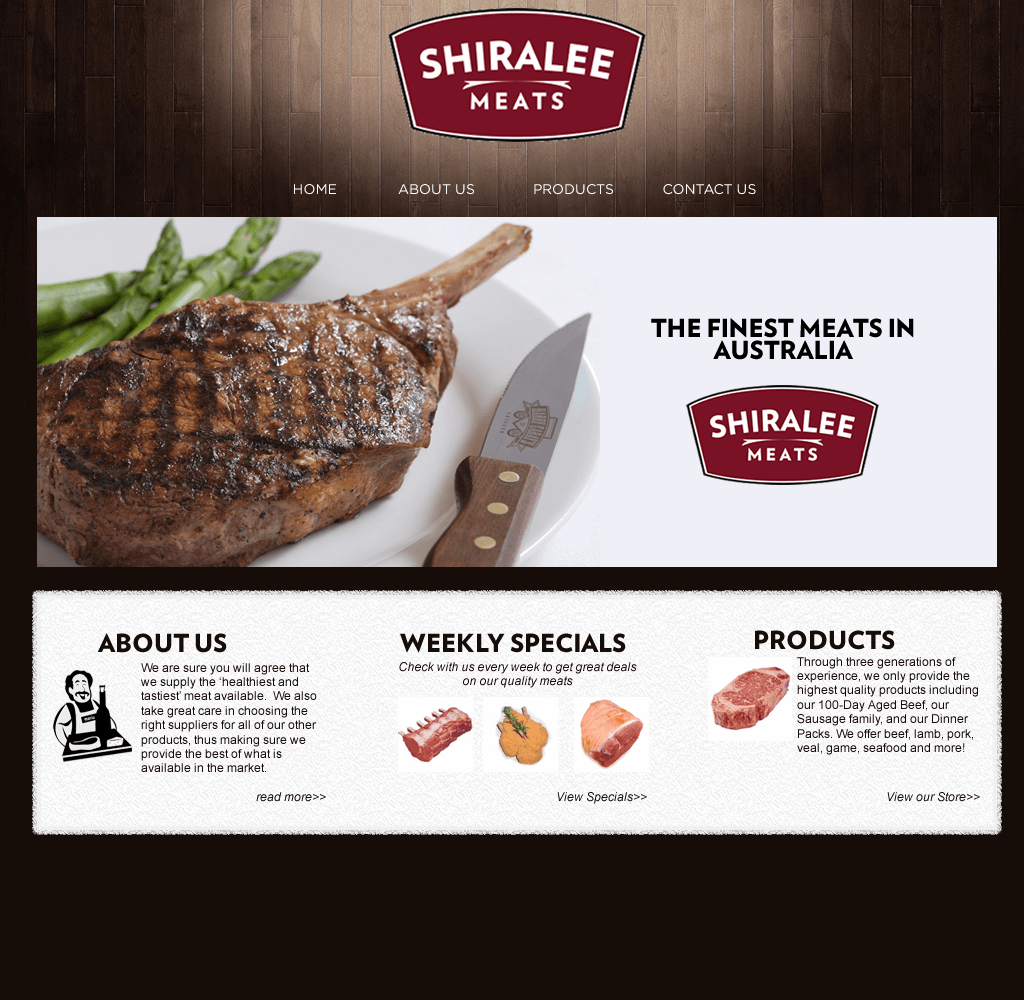 Shiralee Meats website concept