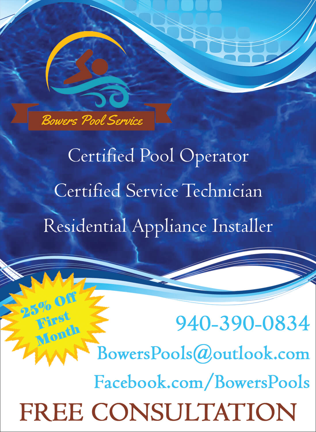 Bowers Pool Service ad design