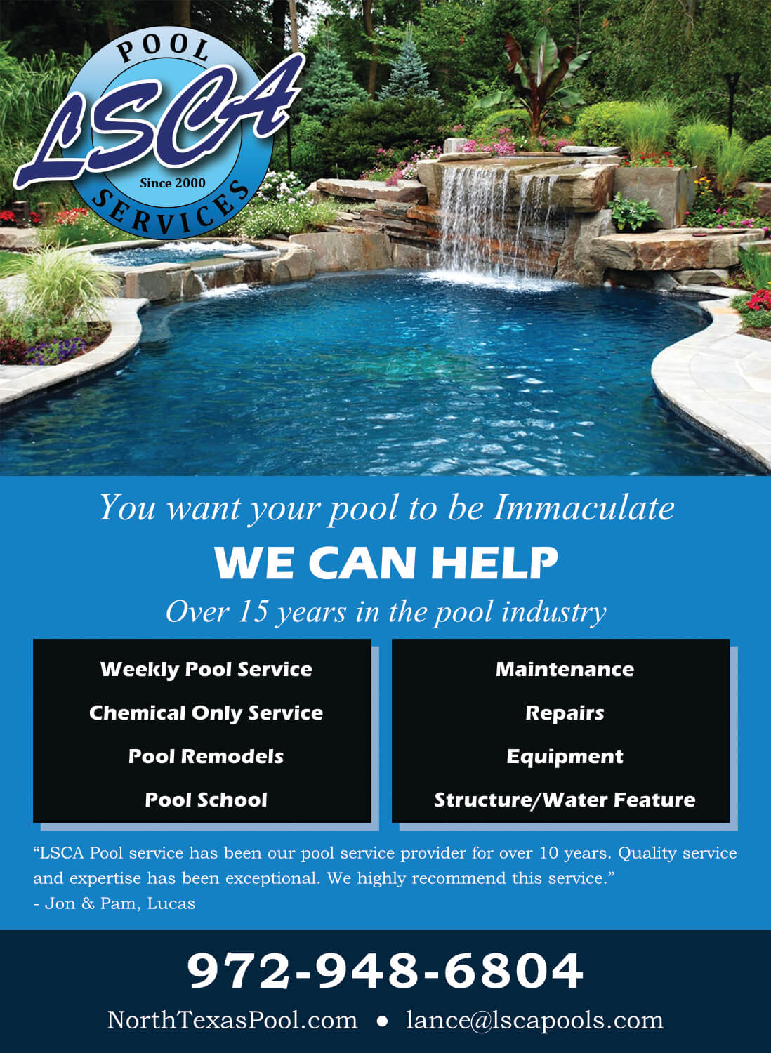 LSCA Pools ad design